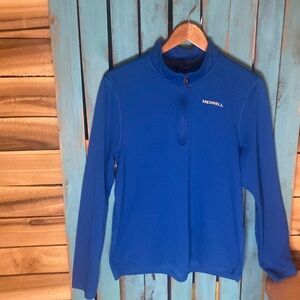 Merrell waffle knit quarter zip sweatshirt size medium royal blue white logo